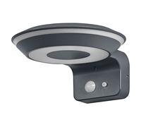 Osram Applique murale solaire ENDURA Style Glow, deux anneaux lumineux contrôlables séparément, lumière blanc chaud 3000K, capteur intégré, utilisable sans alimentation, protection IP44, gris foncé
