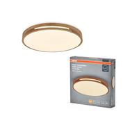 Osram Applique/plafonnier LED ORBIS Woodburry avec décor bois, 24 W, 1500 lm, 3000 K, 390 mm de diamètre, 830 blanc chaud agréable, protection IP20, vis de montage et chevilles incluses