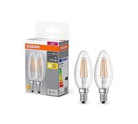 Osram Base Classic B Fil 40 LAMP LED avec base E14, Mini-Tens Shape, Double Pack, 4W, 470LM, 2700K, Lumière blanche chaude, Développement de la chaleur faible, longue durée de vie