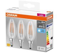 Osram - Lot de 3 Ampoules LED Filament Flamme - Culot E14 - 4 W Equivalent 40 W - Blanc Froid 4000K