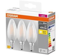 OSRAM Boite de 3 ampoules LED Flamme Filament dépolie 4W=40 E14 - Blanc chaud