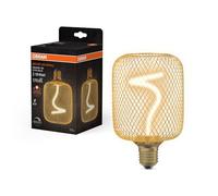 Osram carrée DECOR à filament spiralé, verre transparent doré sans plomb, 3,5 W, blanc chaud cosy 818, 170lm/1800K, pas de vis E27, dimmable, diamètre 100 mm.