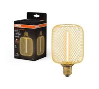 Osram carrée DECOR de 3,5W et filament de paille, blanc chaud cosy 818, 150lm/1800K, verre sans plomb couleur or clair, avec pas de vis E27, dimmable, diamètre 100 mm.