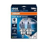 Osram COOL BLUE® BOOST, H4, lampes de phares halogènes, jusqu'à 5500K, coffre pliable suspendu (2 lampes), utilisation tout-terrain uniquement