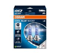 Osram COOL BLUE® BOOST, H7, lampes de phares halogènes, jusqu'à 5 500 K, coffre pliable suspendu (2 lampes), utilisation tout-terrain uniquement