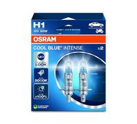 Osram COOL BLUE® INTENSE H1, +100% more brightness, up to 5,000K, halogen headlight lamp, LED look, Hanging folding box (2 lamps)