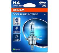 OSRAM COOL BLUE® INTENSE H4, +100 % de luminosité en plus, jusqu'à 5 000 K, lampe de phare halogène, look LED, blister simple (1 lampe)