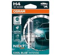 OSRAM COOL BLUE INTENSE H4, +100% de luminosité en plus, jusqu'à 5000K, lampe halogène, look LED, blister simple (1 lampe)