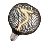 OSRAM DECOR LED Globe avec filament spiralé 3.5 W, 130lm/1800K en verre clair noir sans plomb, blanc chaud confortable 818 avec filetage E27, dimmable, 125 mm de diamètre.