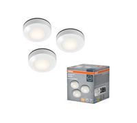 Osram DOT-IT Pack de 3 Lampes LED, 0,68W, 40lm, 3000K Blanc Chaud, Tactile On/Off, à piles, Blanc, ABS, rond