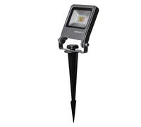 Osram ENDURA Projecteur de Jardin à Piquet, 10W, 800lm, 3000K Blanc Chaud, IP65, Câble de 2m avec Prise, Aluminium Gris Foncé