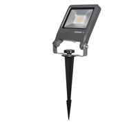 Osram ENDURA Projecteur de Jardin à Piquet, 20W, 1700lm, 3000K Blanc Chaud, IP65, Câble de 2m avec Prise, Aluminium Gris Foncé