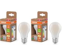 Osram Energy Class en forme d'ampouclassique, 2,2 W / 470 lm lumière blanc chaud (2700 K), CRI 80, en verre dépoli sans plomb, culot E27, IP20, diamètre 60 mm, dimmable. (Lot de 2)