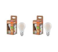 Osram Energy Class en forme d'ampouclassique, 3,8 W / 806 lm lumière blanc chaud (2700 K), CRI 80, en verre dépoli sans plomb, culot E27, IP20, diamètre 60 mm, dimmable. (Lot de 2)