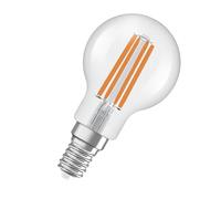 Osram Energy Class en forme de mini bouclassique, 2,2 W / 470 lm, EEK A, lumière blanc chaud (2700 K), CRI 80, en verre transparent sans plomb, culot E14, IP20, diamètre 45 mm.