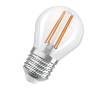 Osram Energy Class en forme de mini bouclassique, 3,8 W / 806 lm, EEK A, lumière blanc chaud (2700 K), CRI 80, en verre transparent sans plomb, culot E27, IP20, diamètre 45 mm.