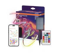 Osram FLEX Outdoor-Solar Rubans LED décoratifs multicolores pour l’extérieur avec panneau solaire et Magic RGB, RC, IP44, gradable, blanc, silicone, 5 m, ampoule non interchangeable