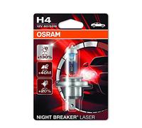 OSRAM NIGHT BREAKER LASER H4, Lampe de phare halogène, 64193NBL-01B, 12 V véhicule de tourisme, blister individuel (1 pièce)