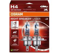 Osram H4 ampoules halogènes 12V 60/55W P43t NIGHT BREAKER LASER +150% /2 pcs