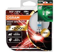 OSRAM NIGHT BREAKER 200, H7, + 200% de Lumière Supplémentaire, Lampe de Phare Halogène, 64210NB200-HCB, 12V, boîtier duo (2 lampes)