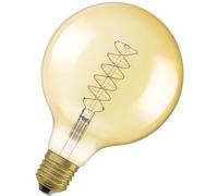 OSRAM Vintage 1906 gold tinted LED lamp, 4.8W, 420lm, globe shape with 125mm diameter & E27 base, warm white light, spiral filament, dimmable, life of up to 15,000 hours