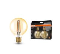Osram lampada LED Vintage 1906® Classic GLOBE80 FIL 60 avec attacco 27, dim, forma sferica, or, confezione double, 7.2W, 806lm, 2400K, luce bianca calda ridotta, basse consommation, longue durée