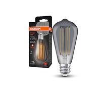 Osram Lampe à LED Vintage 1906 avec teinte de fumée, 11W, 500lm, forme Edison avec 64 mm de diamètre et prise E27, couleur de lumière blanche chaude, filament droit, dimmable de durée de vie