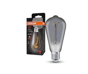 Osram Lampe à LED Vintage 1906 avec teinte de fumée, 3,4 W, 100lm, formulaire Edison avec 64 mm de diamètre et socket E27, couleur de lumière blanche chaude, filaments non immobrables de durée de vie