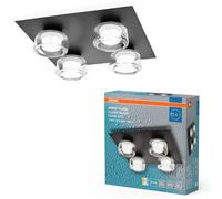 Osram Lampe De Plafond LED Orbis Flame Noir IP44 4x 5,5W 3000K/4000K Click CCT