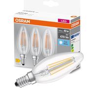 OSRAM Lampe LED BASE CLASSIC, B40, E14, EEK : E, 4 W, 470 lm, 4000 K, 3 Stück