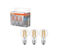 Osram Lampe LED Culot Classique forme d'ampoule E27 claire 6500K, LED à | LED Base Classic A 100 Filament, LED Lamps, Clair, 60 mm dia, 10000 h, pack de 3
