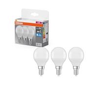 Osram Lampe LED Culot mini boule E14 mat 6500K blanc froid, résistante aux chocs, sans UV, remplace 60 W, 15000 h, lumière instantanée 100%, bureau