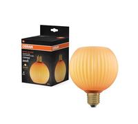 OSRAM Lampe LED DECOR FLAT en verre coloré, globe Ø125mm, orange, E27, 3,5W, 300lm, 2700K, blanc chaud, IP20, effet de couleur