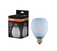 Osram Lampe LED DECOR FLAT en verre coloré, ovale Ø110mm, bleu, E27, 3,5W, 300lm, 2700K, blanc chaud, IP20, effet de couleur