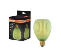OSRAM Lampe LED DECOR FLAT en verre coloré, ovale Ø110mm, verte, E27, 3,5W, 300lm, 2700K, blanc chaud, IP20, effet de couleur