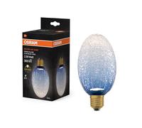 OSRAM Lampe LED DECOR FLAT en verre craquelé, longue Ø90 mm, bleue, E27, 3,5 W, 300 lm, 2 700 K, blanc chaud, IP20, look vintage