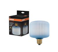 OSRAM Lampe LED en verre coloré DECOR FLAT, carrée Ø120mm, bleue, E27, 3,5W, 300lm, 2700K, blanc chaud, IP20, effet de couleur