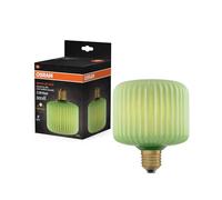 OSRAM Lampe LED en verre coloré DECOR FLAT, carrée Ø120mm, verte, E27, 3,5W, 300lm, 2700K, blanc chaud, IP20, effet de couleur
