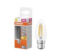 OSRAM Lampe LED forme étoile bougie B40 filament, 2700 K blanc chaud, 3,4 W, B22d, transparente, 470 lm, 15 000 h, pour lustres, luminaires décoratifs