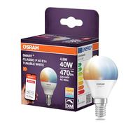 OSRAM Lampe LED intelligente P40 mini boule E14, 4,9 W, ZigBee 3.0, blanc réglable 2 700-6 500 K, intensité variable, contrôle par application, Alexa