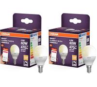 Osram Lampe LED intelligente P40 mini boule E14, 4,9 W, ZigBee 3.0, intensité variable, blanc chaud 2 700 K, contrôle par application, Alexa, Smart Home (Lot de 2)