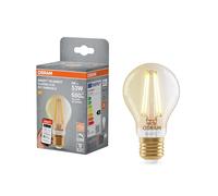 OSRAM Lampe LED SMART+, A53, 6 W, 2 400 K, E27, en forme d'ampoule, à filament, dorée, à intensité variable, contrôlable via application ou voix, compatible avec les systèmes Matter