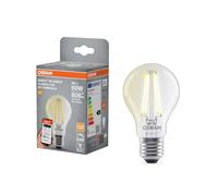 OSRAM Lampe LED SMART+, A60, 6 W, 2 700 K, E27, en forme d'ampoule, à filament, transparente, à intensité variable, contrôlable avec application ou assistant vocal, compatible Matter