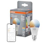 Osram Lampe LED SMART+, A60, 9 W, 2 700-6 500 K, E27, en forme d'ampoule, Tunable White, intensité variable, contrôlable par application ou par la voix, compatible Matter