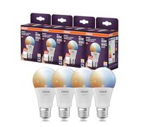 Osram Lampe LED SMART A60, forme d'ampoule E27, 9 W, ZigBee 3.0, blanc réglable 2 700-6 500 K, intensité variable, Alexa, Google Assistant,4-Pack