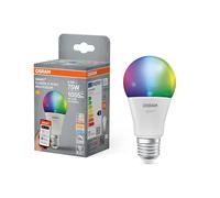 OSRAM Lampe LED SMART+ A75 forme d'ampoule E27 RGBW, multicolore, dimmable, Matter via WiFi, application et commande vocale, 9,5 W, 16 millions de couleurs