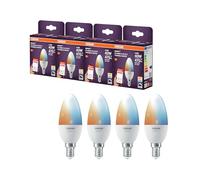 OSRAM Lampe LED SMART B40 forme bougie E14, 4,9 W ZigBee 3.0, blanc réglable 2 700-6 500 K, intensité variable, contrôle par application, Alexa,4-Pack