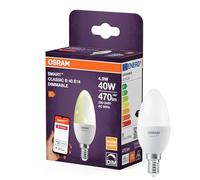 OSRAM Lampe LED SMART B40 forme bougie E14, 4,9 W ZigBee 3.0, intensité variable 2700 K blanc chaud, contrôle par application, Alexa, Smart Home