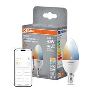 OSRAM Lampe LED SMART+ B40, forme bougie E14, Tunable White, contrôlable via application et voix, gradable, compatible Matter, blanc chaud à blanc froid