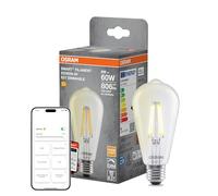 Osram Lampe LED SMART+ Edison, forme d'ampoule E27, optique à filament, blanc chaud 2700 K, dimmable, contrôle par application, compatible avec Alexa et Google